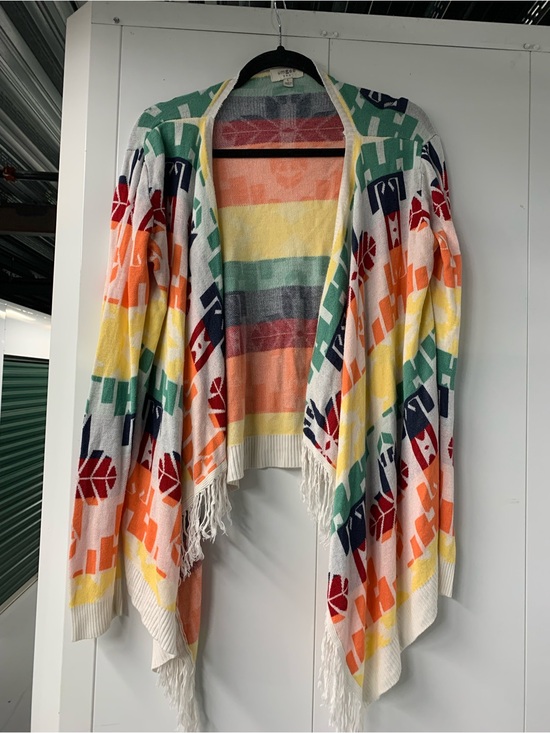 Umgee Sweaters - Umgee Multicolor Geometric Fringe Cardigan- Size L